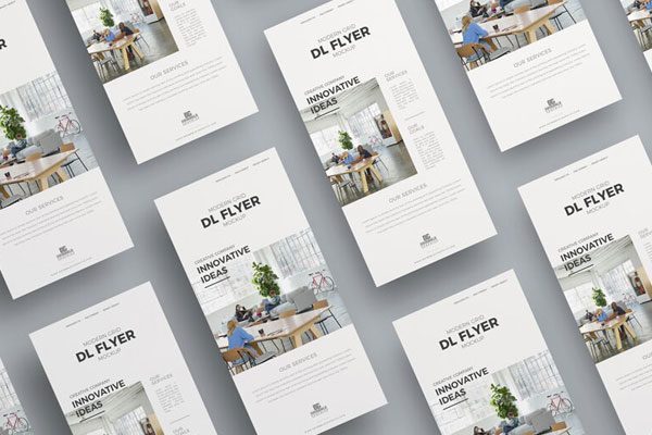 Set of Isometric Flyers Mockup from a Top View FREE PSD