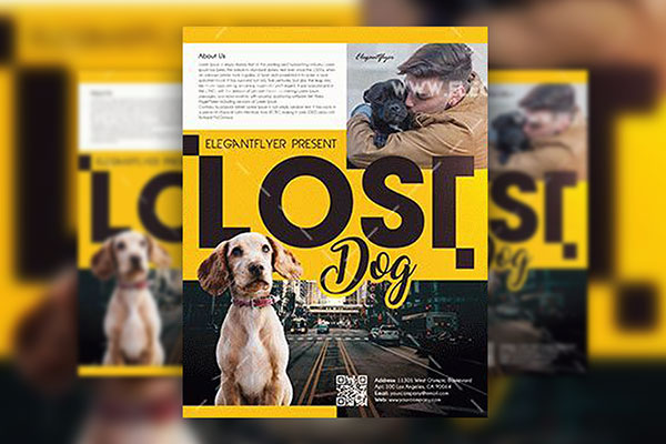 Sharp, Modern Lost Dog Flyer Along with Facebook Cover Templates FREE PSD