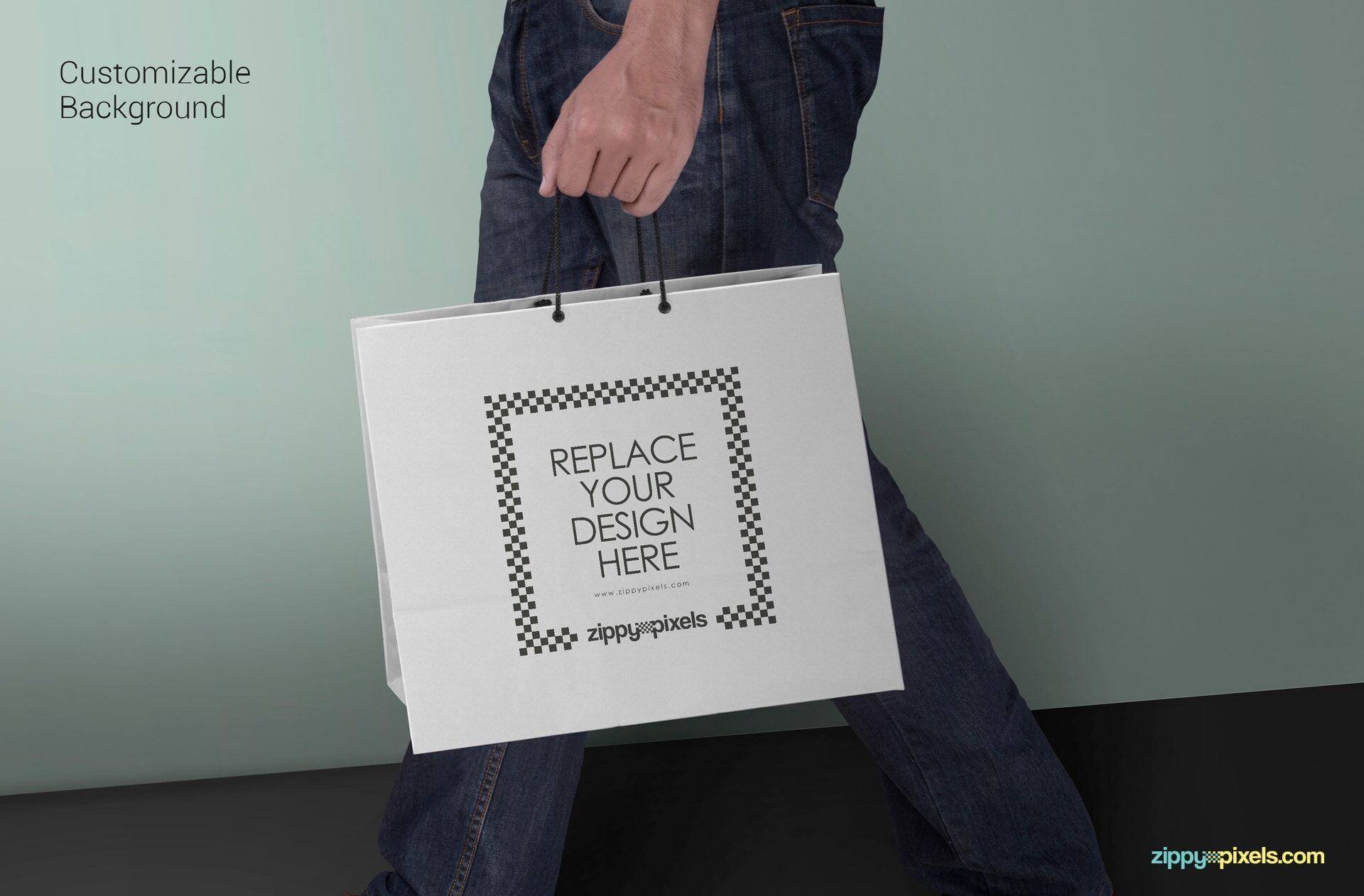 Side View Man Holding a Paper Shopping Bag Mockup FREE PSD