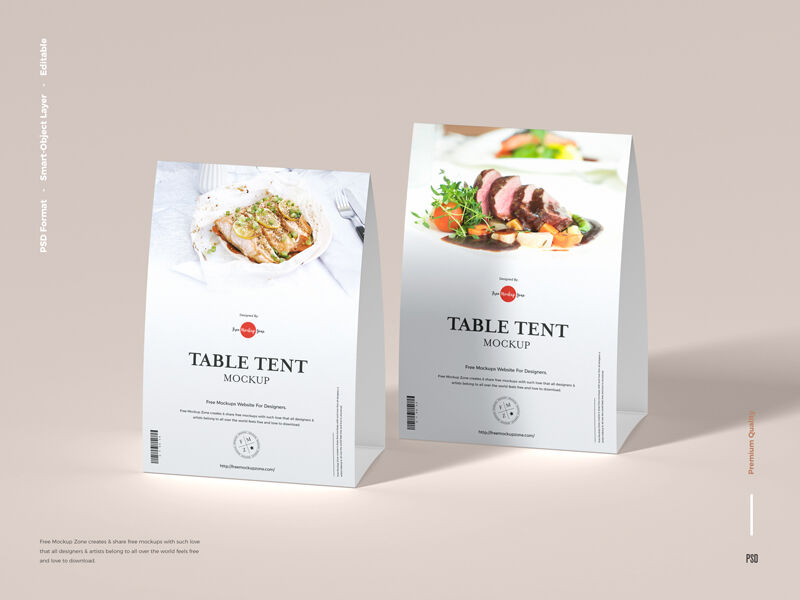 Side View of Modern Table Tent Mockup FREE PSD