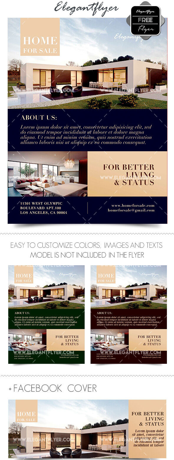 Simple, Classy, Modern Real Estate Agency Flyer and Facebook Cover Templates FREE PSD
