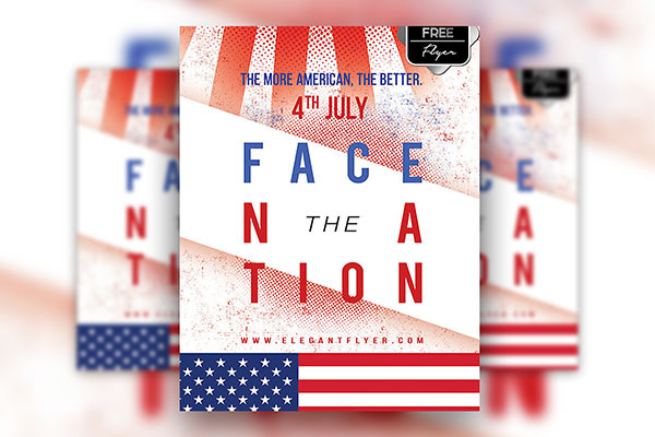 Simple Flag 4th of July Flyer and Facebook Cover Template FREE PSD