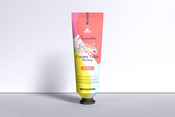 Single Cosmetics Cream Tube Mockup Standing on Its Head FREE PSD