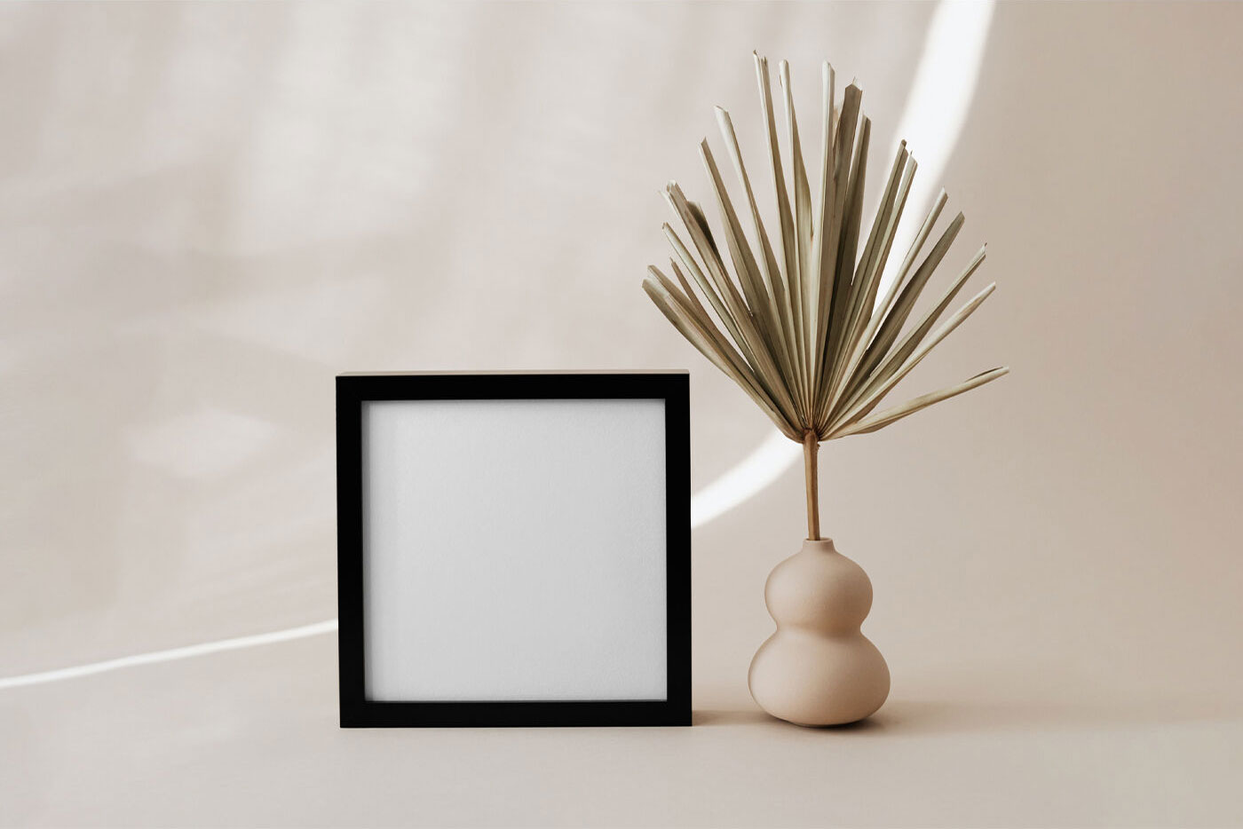 Small, Square Photo Frame Standing in the Front View Mockup FREE PSD