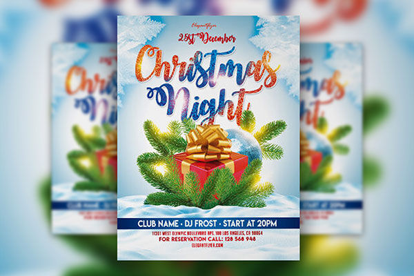 Snowy Christmas Flyer Template FREE PSD