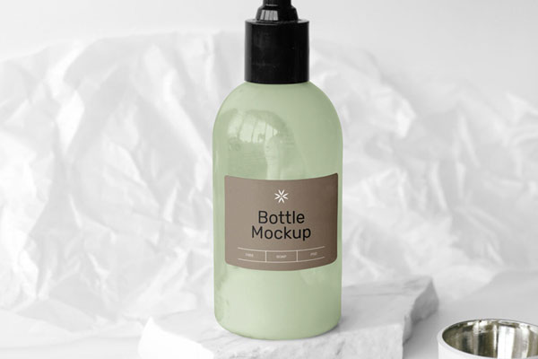 Soap Bottle on a Stone Mockup FREE PSD