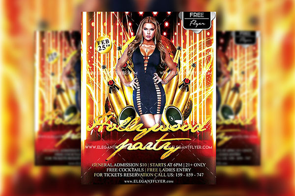 Sparkly Golden Party Flyer Template and Facebook Cover FREE PSD