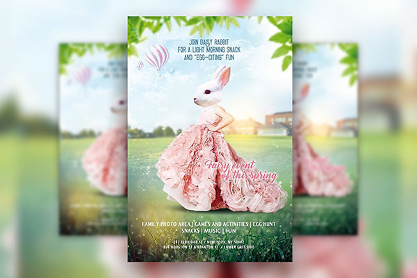 Sparkly Kids Easter Party Flyer Template FREE PSD