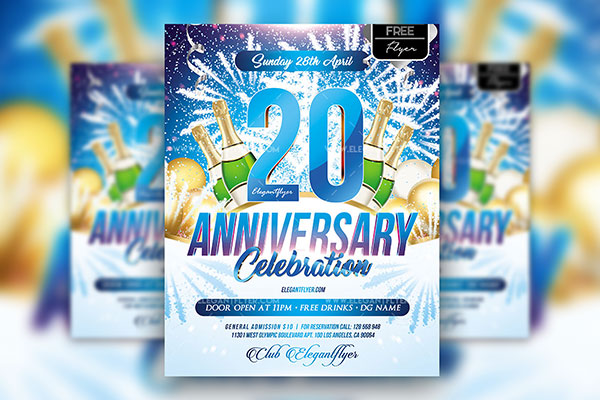Sparkly Modern Anniversary Flyer Template and Facebook Cover FREE PSD