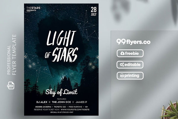 Sparkly Night out Event Flyer Template FREE PSD