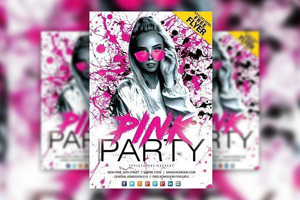 Splash of Watercolor Fridays Party Flyer Template FREE PSD