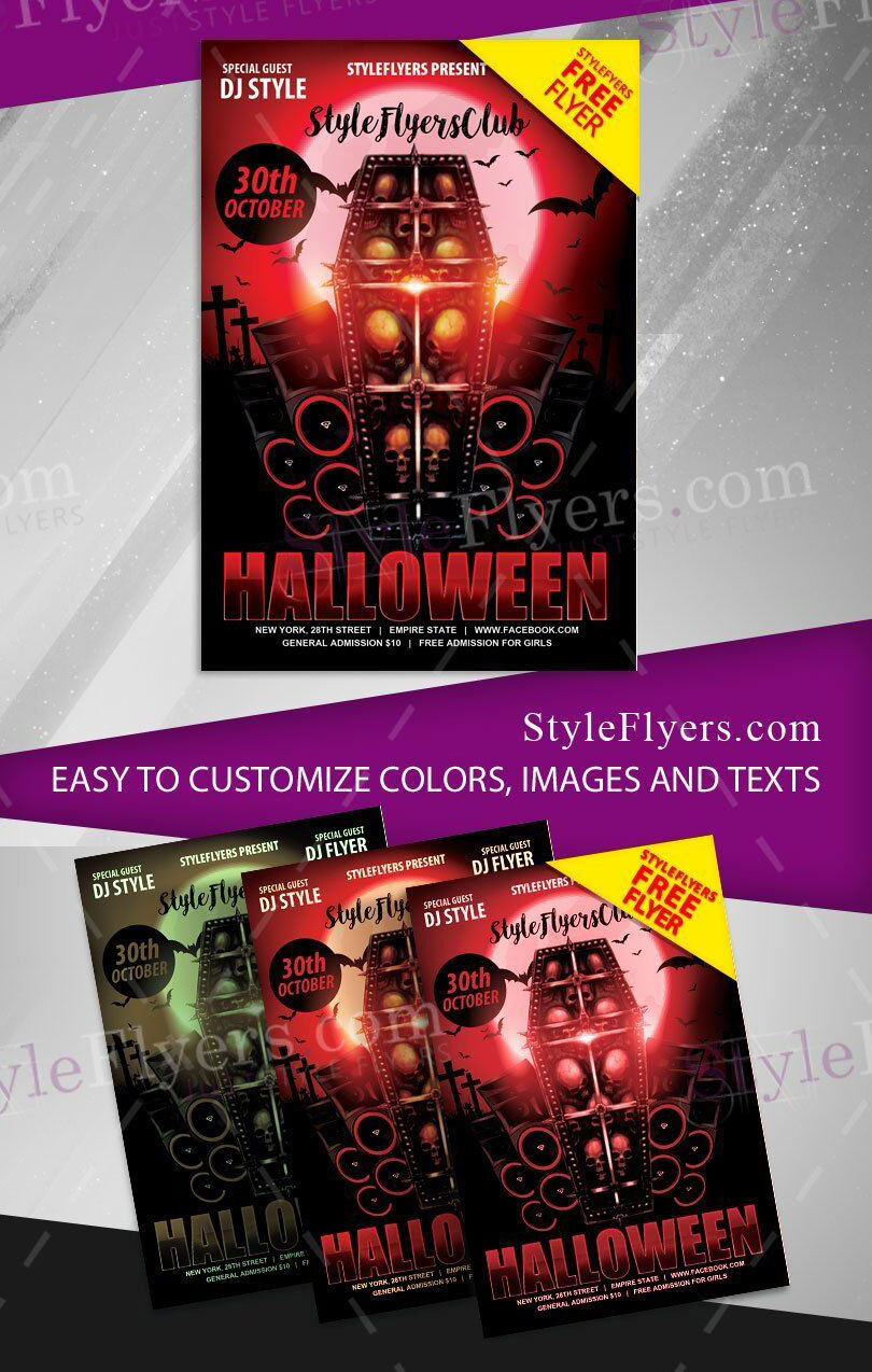Spooky Black and Red Halloween Party Flyer Template FREE PSD