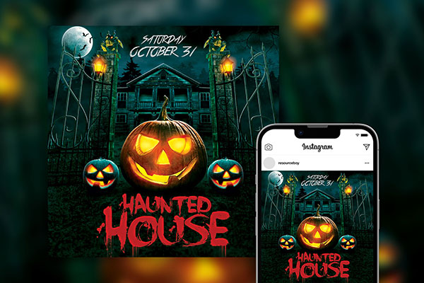 Free Spooky Halloween Night Party Instagram Post PSD Template