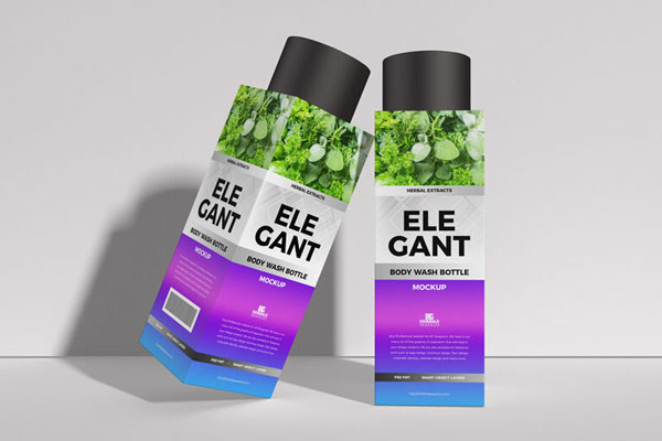 Square Bottle Body Wash Bottle Mockup FREE PSD