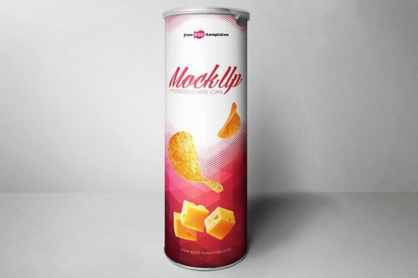 Standing Front View Potato Chips Can Mockup FREE PSD
