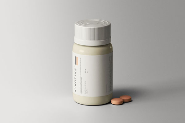 Standing Medical Bottle with Pills Mockup FREE PSD