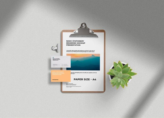 Stationery\ Branding Mockup in Top View FREE PSD