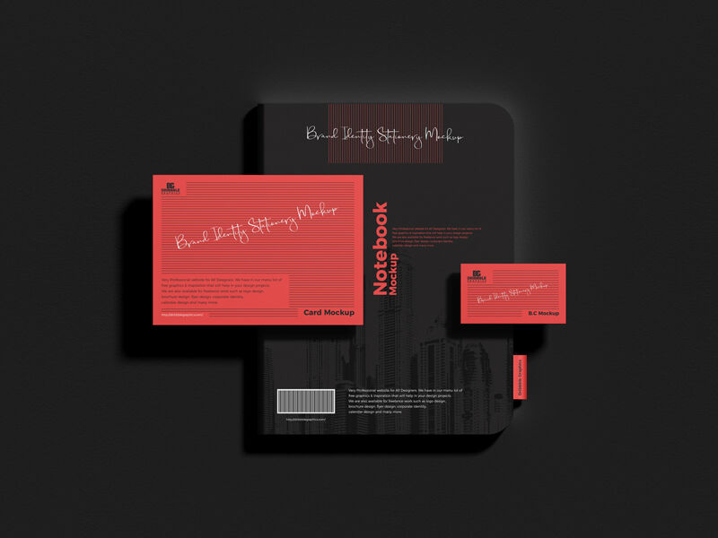 Stationery Mockup Featuring Notebook and Cards FREE PSD
