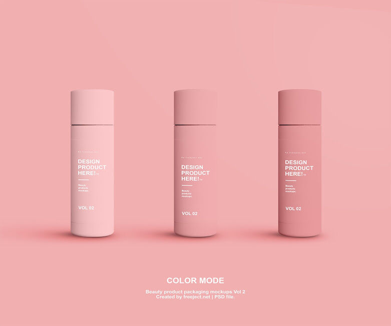Three Front View Beauty Product Packaging Mockups FREE PSD