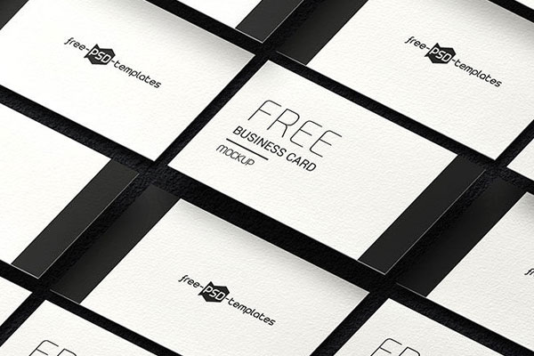 Top and Perspective View of Three Business Cards Mockups FREE PSD