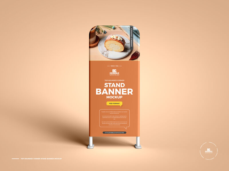 Top Rounded Corner Stand Banner Mockup FREE PSD