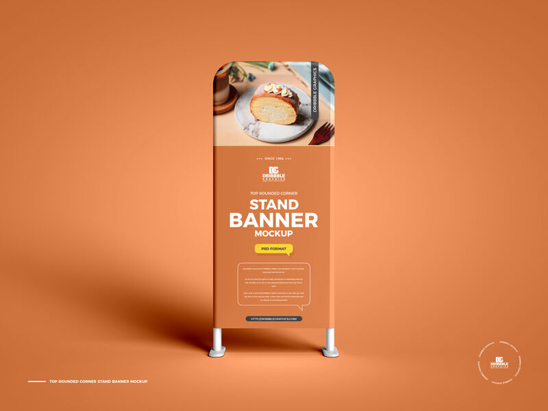 Top Rounded Corner Stand Banner Mockup FREE PSD