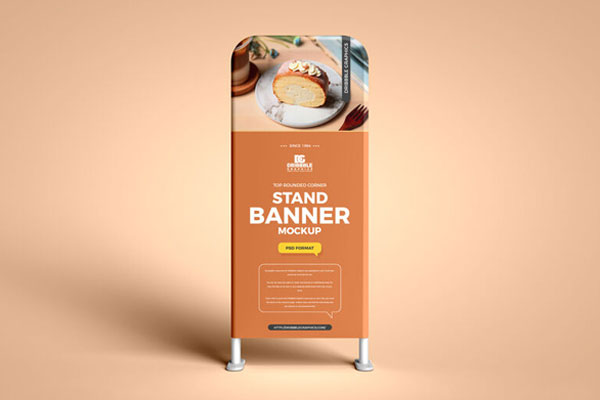Top Rounded Corner Stand Banner Mockup FREE PSD