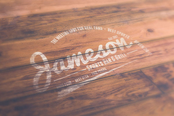 Top Side View of Logo Mockup on Wood FREE PSD