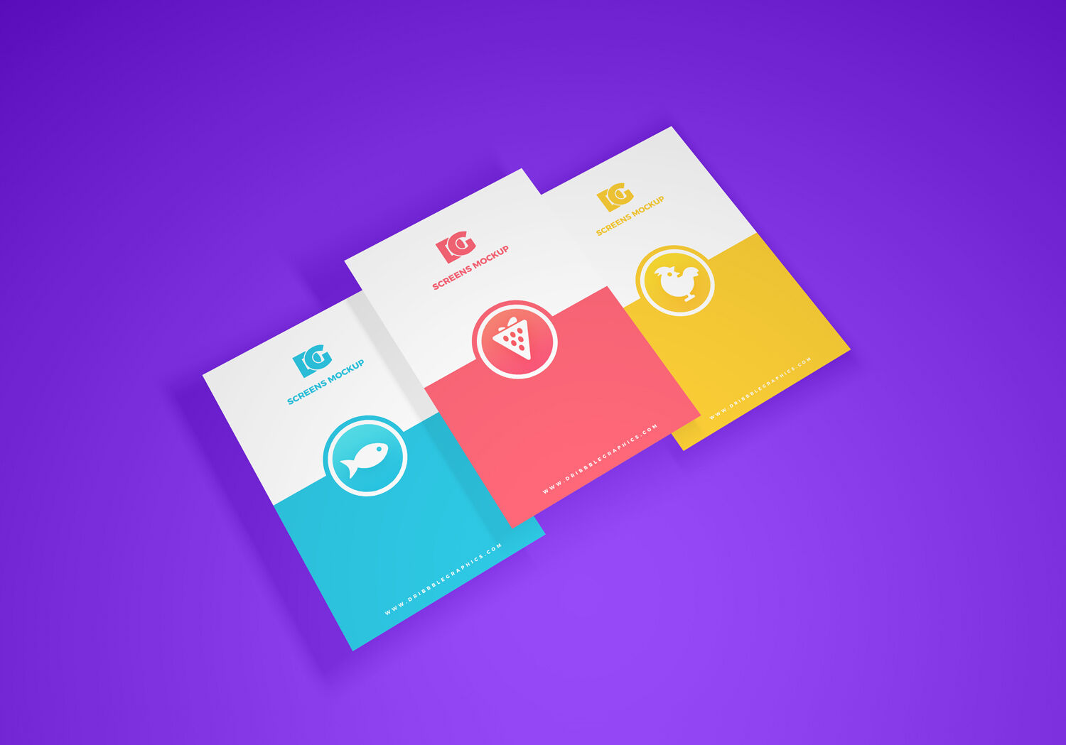 Top Side View of Three Screens Mockup FREE PSD