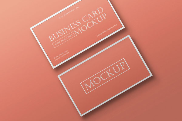 Top View 2 Business Cards Diagonally Arranged on Floor Mockup FREE PSD
