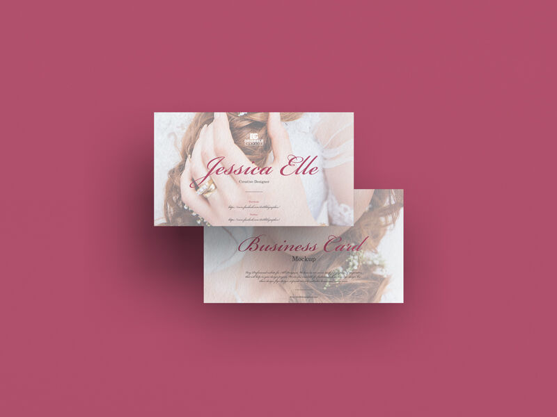 Top View 2 Overlapping Business Cards Floating in Air Mockup FREE PSD