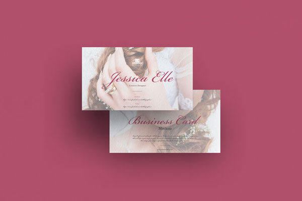 Top View 2 Overlapping Business Cards Floating in Air Mockup FREE PSD