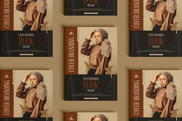 Top View Grid A4 Cover Branding Book Mockup FREE PSD