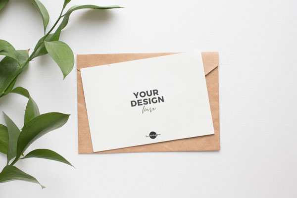 Top View Envelope and Scroll Invitation Card Scene Mockup (FREE