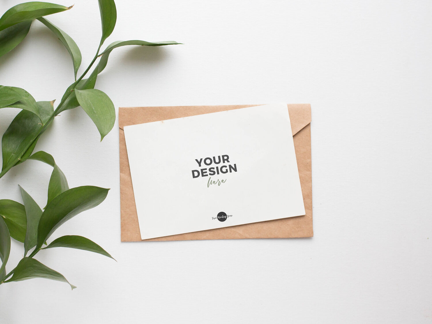 Free Top View Card With Envelope Stationery Mockup Design - Mockup Planet