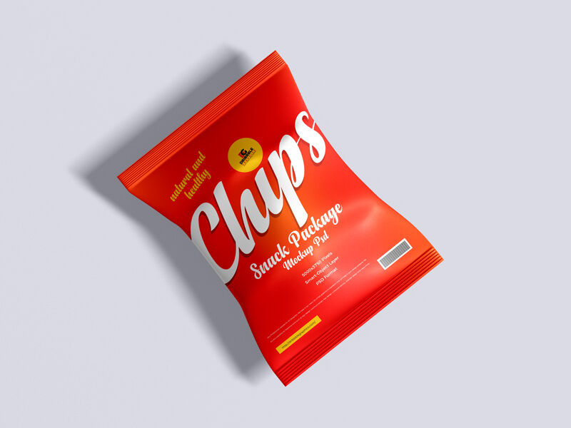 Top View Minimalistic Chips Package Laid Down on Floor Mockup FREE PSD