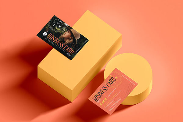 Top View Modern Branding Business Card Mockup FREE PSD