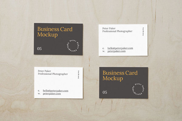 Top View of 4 Business Cards Mockup FREE PSD