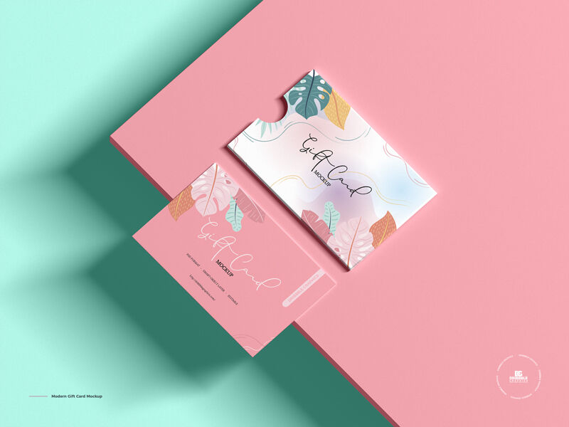 Top View of a Gift Card and Cover Mockup FREE PSD