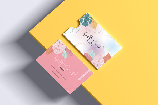 Top View of a Gift Card and Cover Mockup FREE PSD