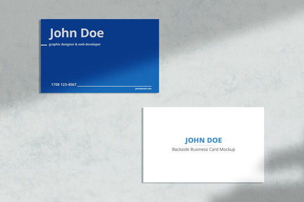 Top View of the Front and Back of a Business Card Mockup FREE PSD