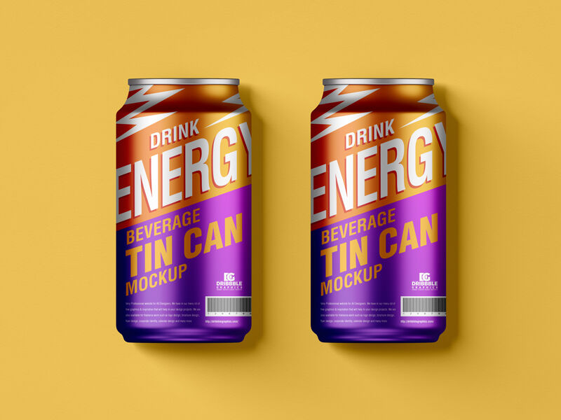 Top View of Two Beverage Tin Cans Mockup FREE PSD