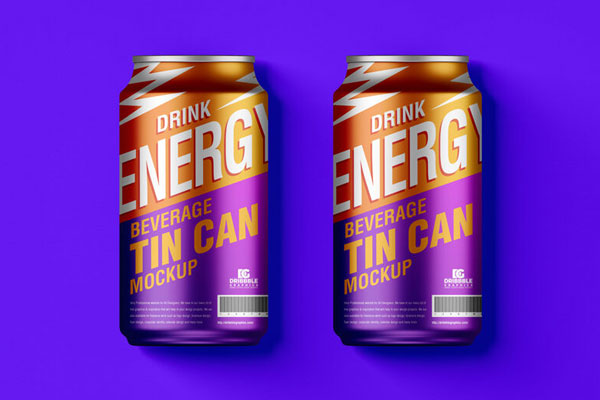 Top View of Two Beverage Tin Cans Mockup FREE PSD