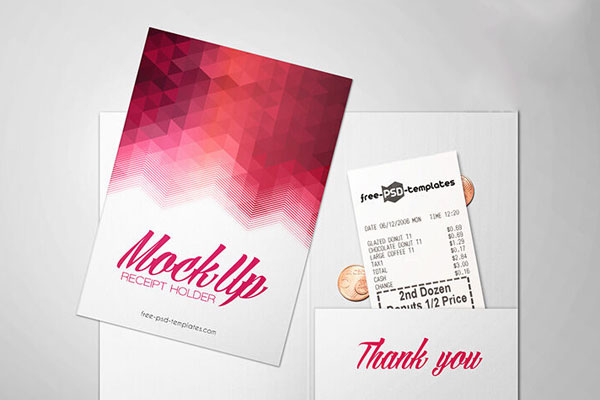 Top View Opened Receipt Holder Mockup FREE PSD