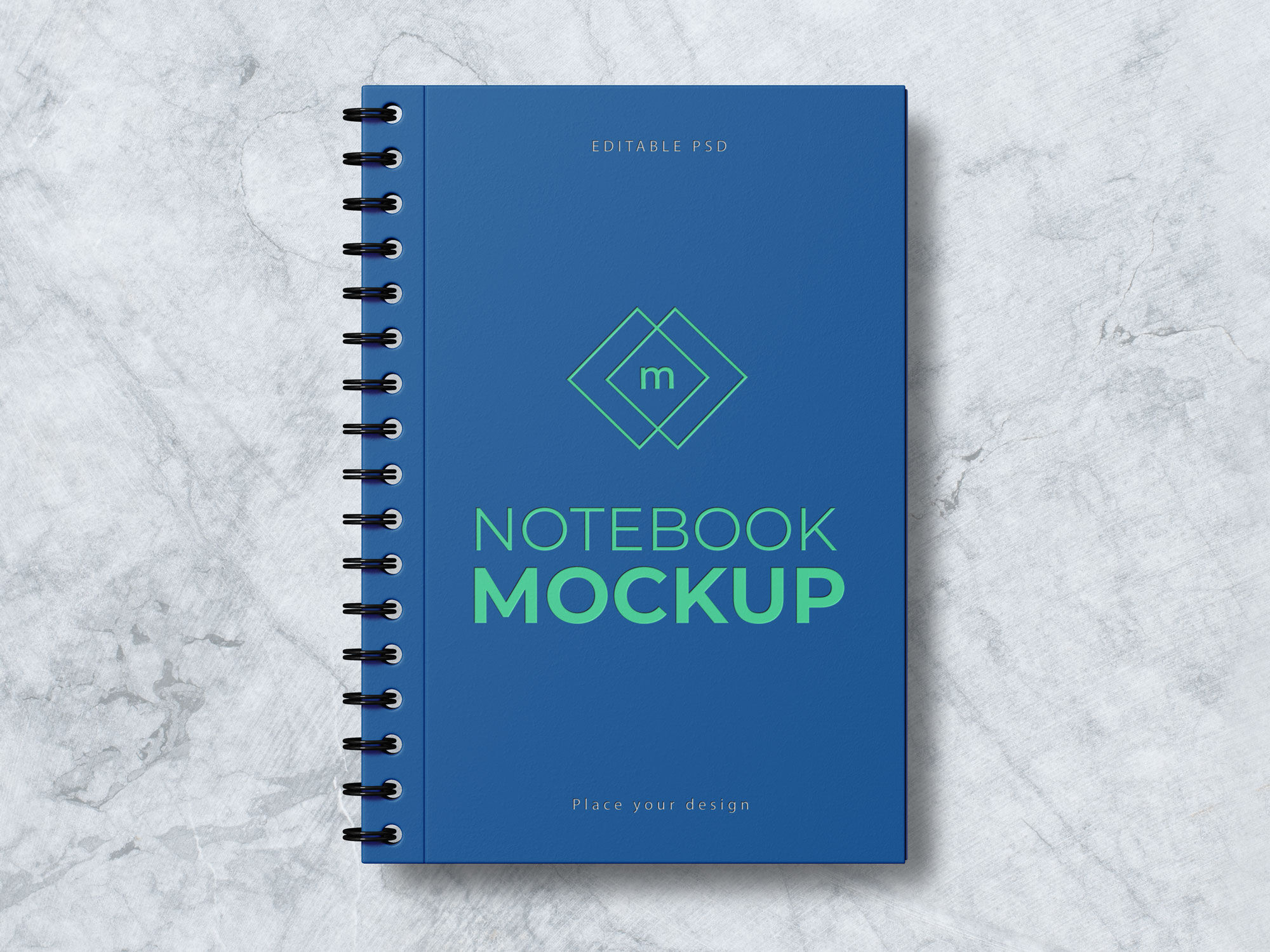 Top View Spiral Notebook On Marble Background Mockup FREE Resource Boy