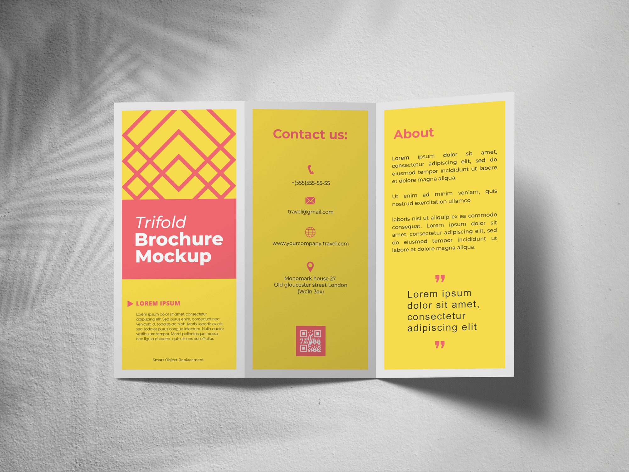 Top View Tri-fold Brochure Mockup with Shadows Overlay (FREE ...