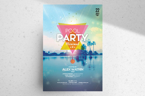 Tropical Triangle Pool Party Flyer Template FREE PSD