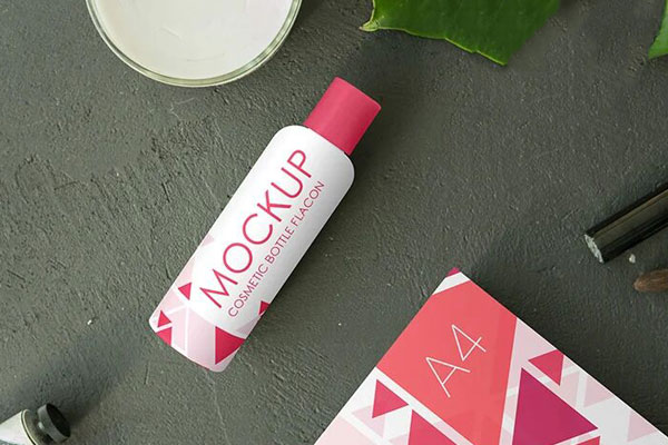 Two Cosmetic Bottle and a A4 Brochure Mockups FREE PSD
