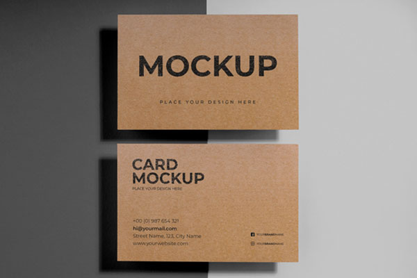Two Floating Business Cards in the Top View Mockup FREE PSD