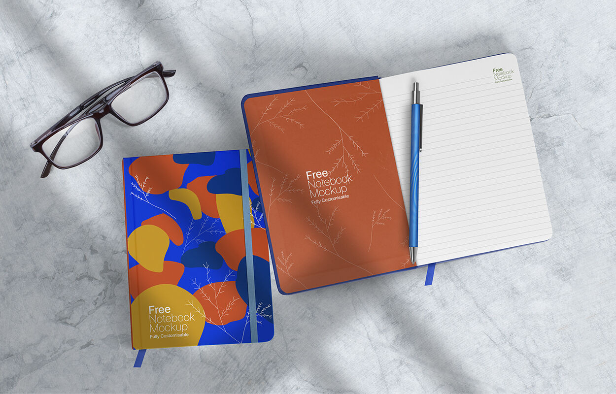 Two Hardcover Notebooks Mockup FREE PSD
